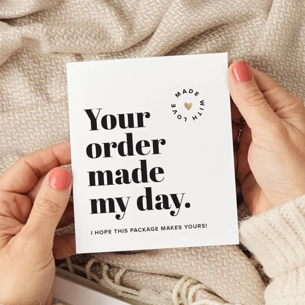 Set of 50 3in x 3.5in Your Order Made My Day Thank You Cards